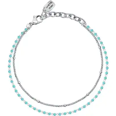 La Petite Story Steel Bracelet With Light Blue Beads LPS05ARR95 For Women