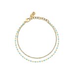 La Petite Story Gold Tone Steel Bracelet With Blue And Gold Beads LPS05ARR96 For Women