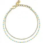 La Petite Story Gold Tone Steel Bracelet With Blue And Gold Beads LPS05ARR96 For Women