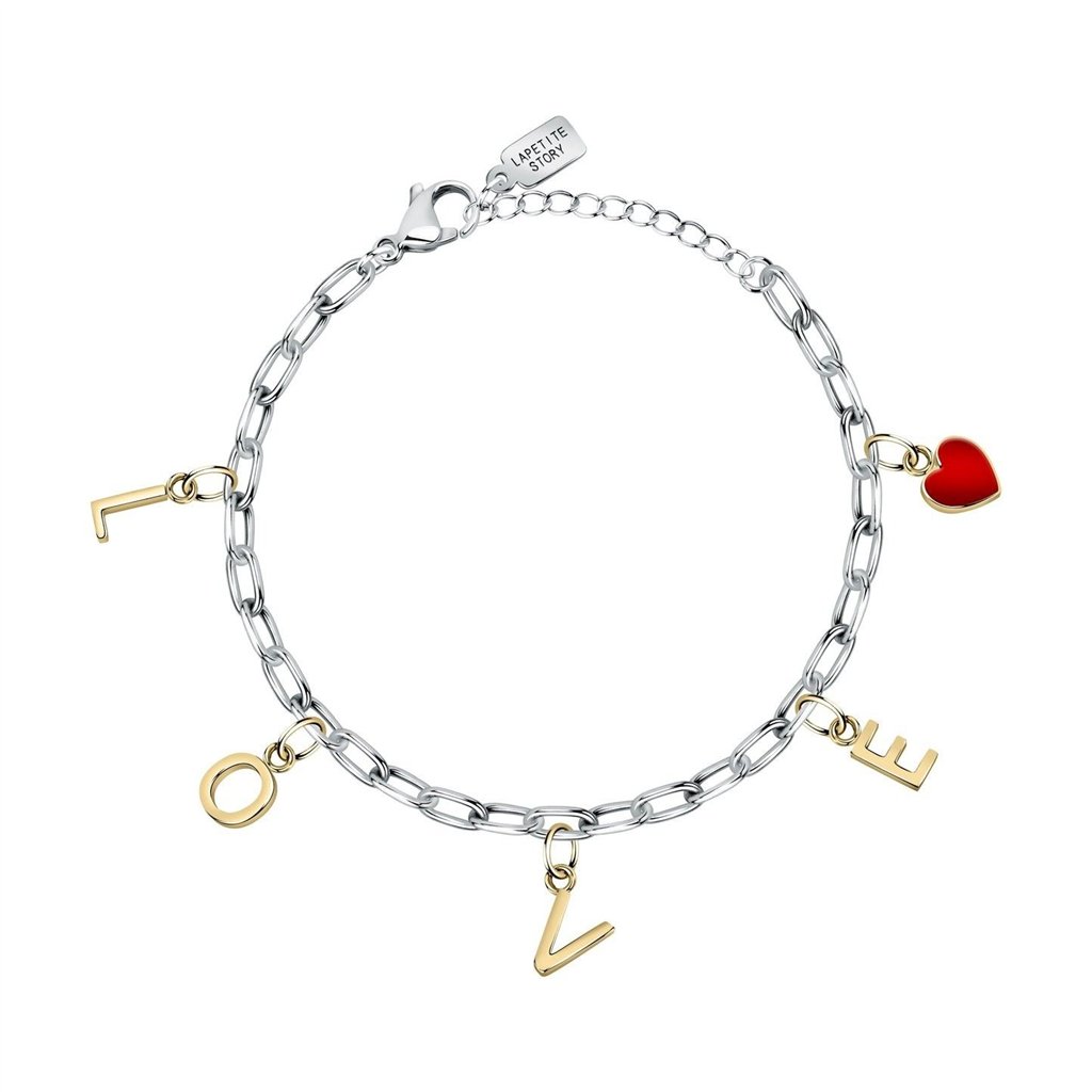 La Petite Story Steel Love Bracelet With Heart Enamel And Letters LPS05ASD34 For Women