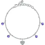 La Petite Story Steel Love Bracelet With Clear And Tanzanite Crystal LPS05ASD42 For Women