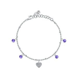La Petite Story Steel Love Bracelet With Clear And Tanzanite Crystal LPS05ASD42 For Women