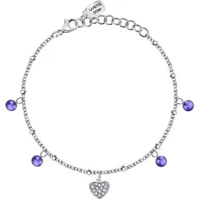 La Petite Story Steel Love Bracelet With Clear And Tanzanite Crystal LPS05ASD42 For Women
