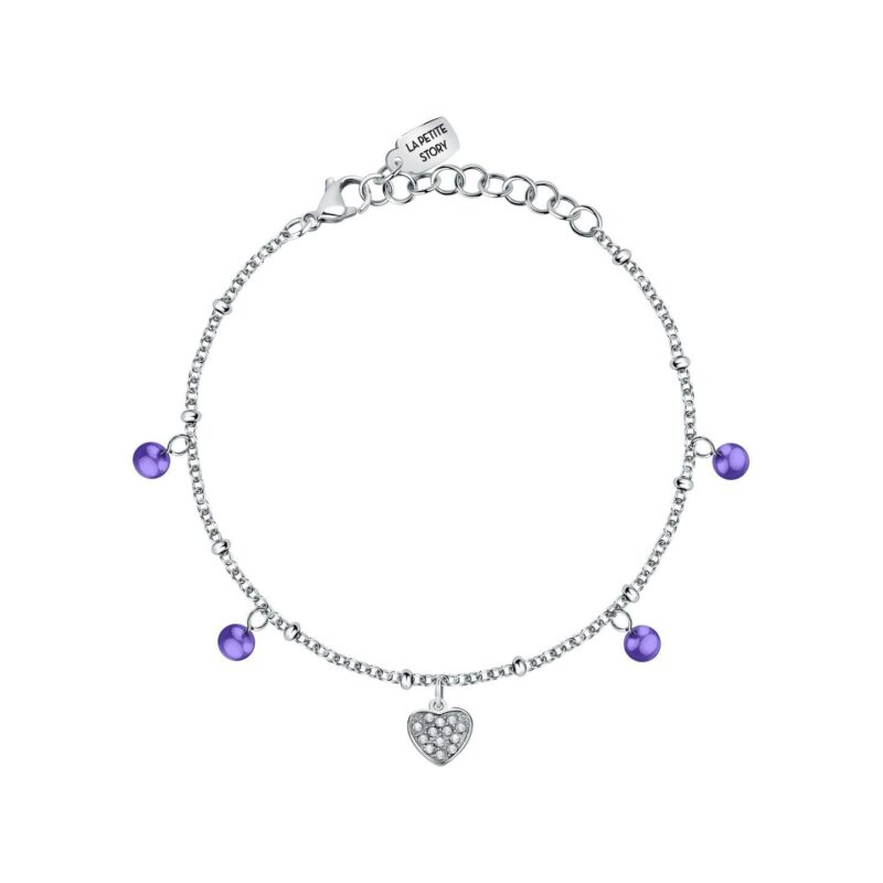 La Petite Story Steel Love Bracelet With Clear And Tanzanite Crystal LPS05ASD42 For Women