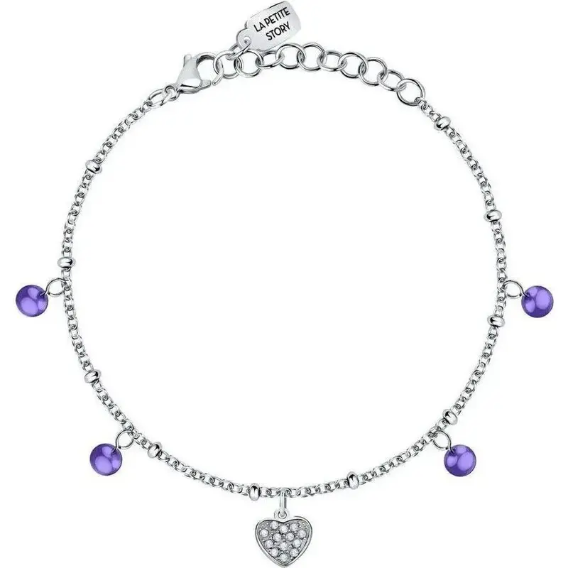 La Petite Story Steel Love Bracelet With Clear And Tanzanite Crystal LPS05ASD42 For Women