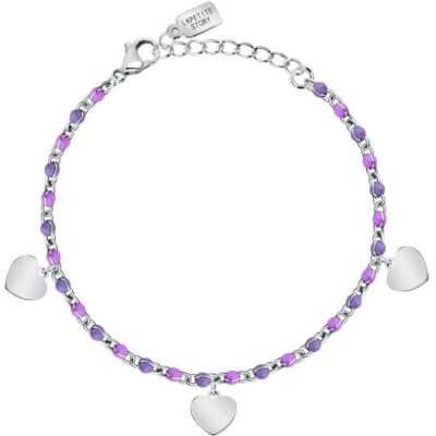 La Petite Story Steel Love Bracelet With Silver Hearts LPS05ASD54 For Women