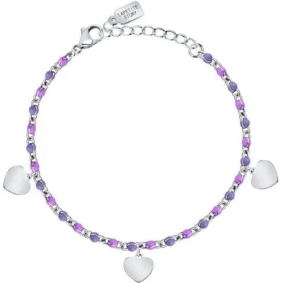 La Petite Story Steel Love Bracelet With Silver Hearts LPS05ASD54 For Women