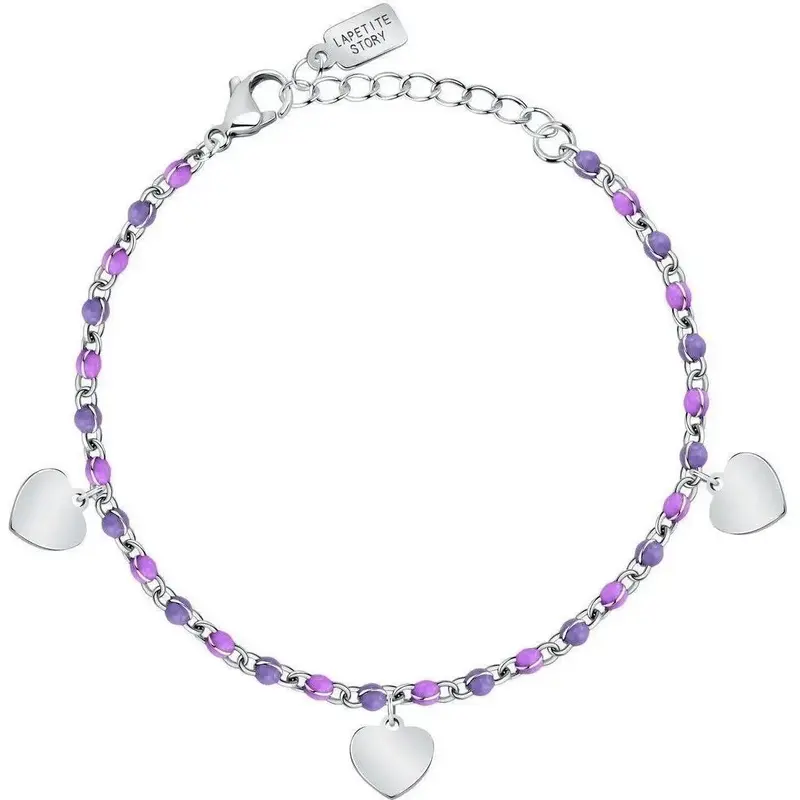 La Petite Story Steel Love Bracelet With Silver Hearts LPS05ASD54 For Women