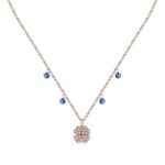 La Petite Story Rose Gold Steel Necklace With Clear And Blue Crystal LPS10ARR05 For Women