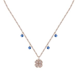 La Petite Story Rose Gold Steel Necklace With Clear And Blue Crystal LPS10ARR05 For Women