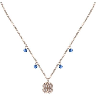 La Petite Story Rose Gold Steel Necklace With Clear And Blue Crystal LPS10ARR05 For Women