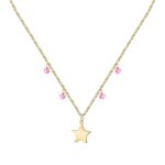 La Petite Story Gold Tone Steel Necklace With Fuchsia Zircon LPS10ARR06 For Women