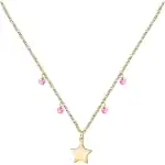 La Petite Story Gold Tone Steel Necklace With Fuchsia Zircon LPS10ARR06 For Women