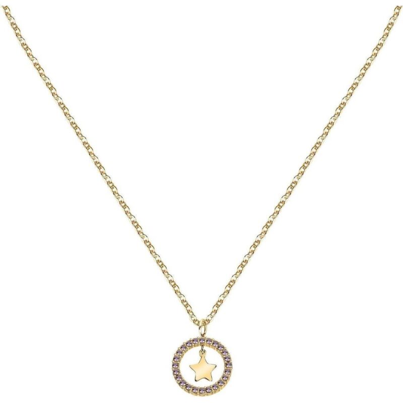 La Petite Story Gold Tone Steel Necklace With White Crystal LPS10ARR07 For Women