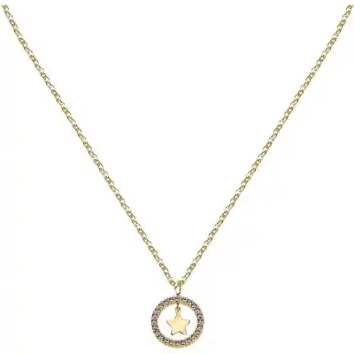La Petite Story Gold Tone Steel Necklace With White Crystal LPS10ARR07 For Women