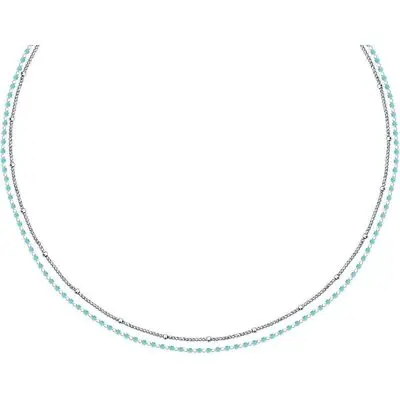 La Petite Story Steel Necklace With Light Blue Beads LPS10ARR09 For Women