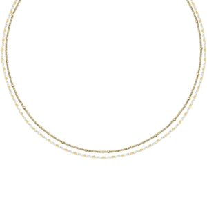 La Petite Story Gold Tone Steel Necklace With White Beads LPS10ARR11 For Women