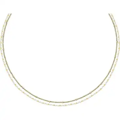 La Petite Story Gold Tone Steel Necklace With White Beads LPS10ARR11 For Women