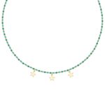 La Petite Story Gold Tone Steel Necklace With Green And Blue Beads LPS10ARR12 For Women
