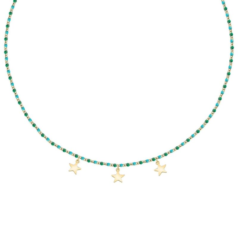La Petite Story Gold Tone Steel Necklace With Green And Blue Beads LPS10ARR12 For Women La Petite Story Gold Tone Steel Necklace With Green And Blue Beads LPS10ARR12 For Women