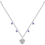La Petite Story Steel Necklace With Clear Crystal And Tanzanite Beads LPS10ASD16 For Women