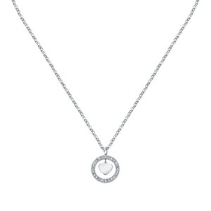 La Petite Story Steel Hoop Necklace With Clear Crystal LPS10ASD17 For Women