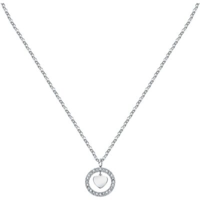 La Petite Story Steel Hoop Necklace With Clear Crystal LPS10ASD17 For Women