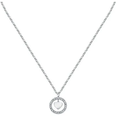 La Petite Story Steel Hoop Necklace With Clear Crystal LPS10ASD17 For Women