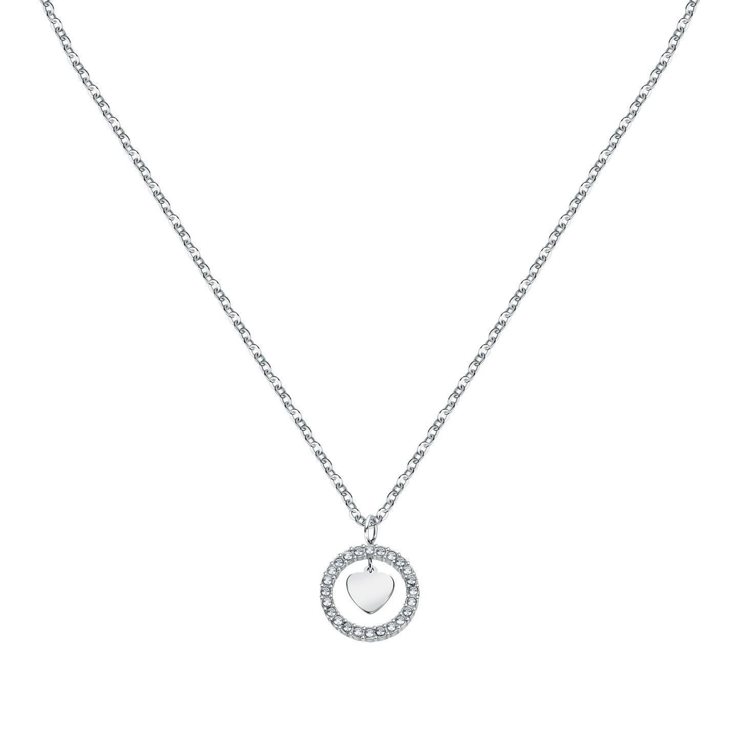 La Petite Story Steel Hoop Necklace With Clear Crystal LPS10ASD17 For Women