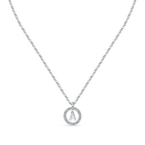 La Petite Story Letter A Steel Necklace With Clear Crystal LPS10ASF09 For Women