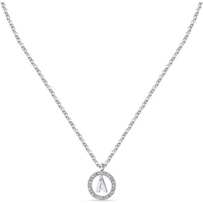 La Petite Story Letter A Steel Necklace With Clear Crystal LPS10ASF09 For Women