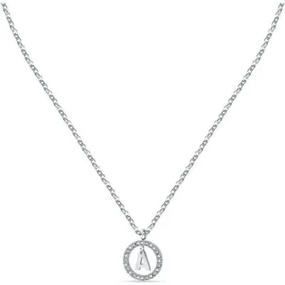 La Petite Story Letter A Steel Necklace With Clear Crystal LPS10ASF09 For Women