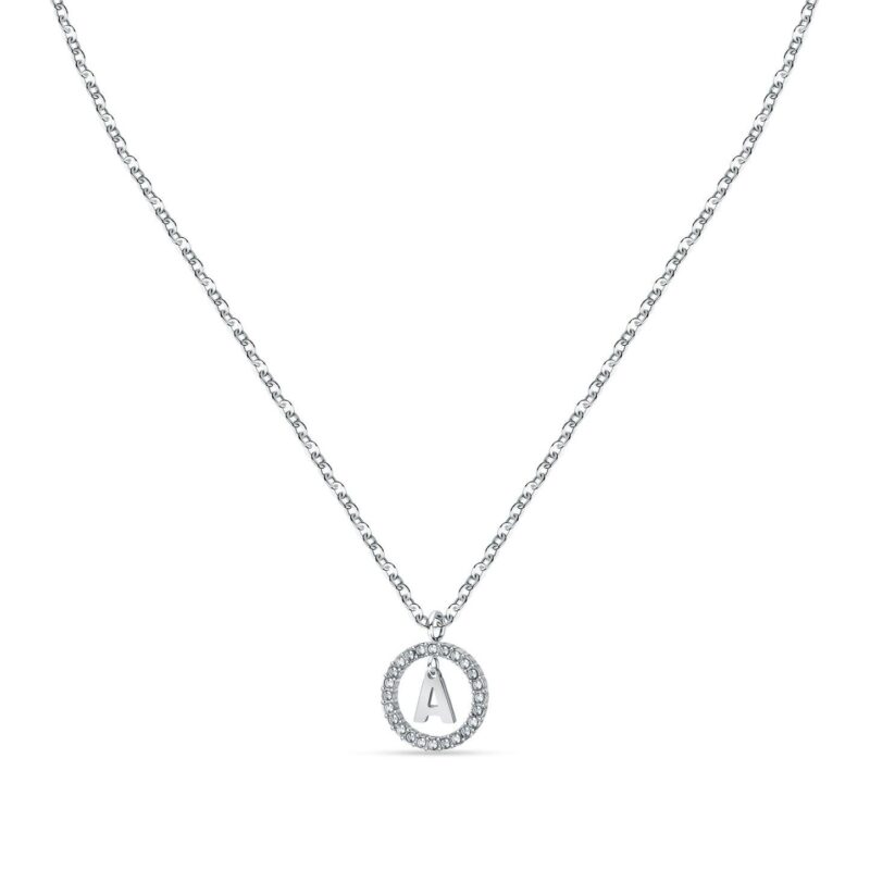 La Petite Story Letter A Steel Necklace With Clear Crystal LPS10ASF09 For Women