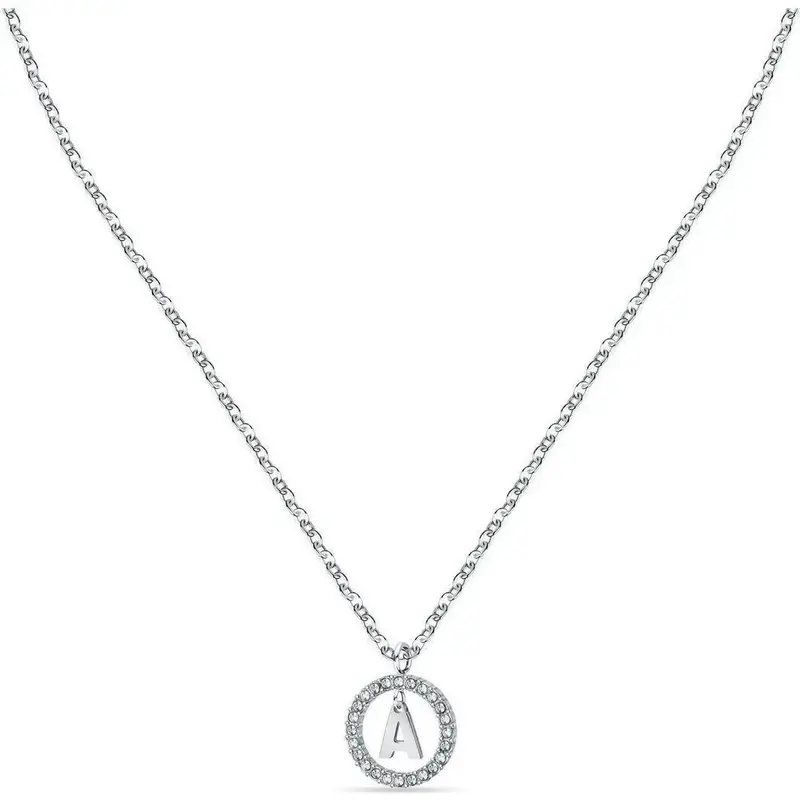 La Petite Story Letter A Steel Necklace With Clear Crystal LPS10ASF09 For Women