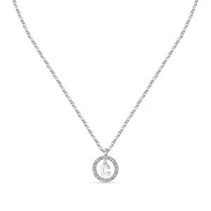 La Petite Story Letter C Steel Necklace With Clear Crystal LPS10ASF11 For Women