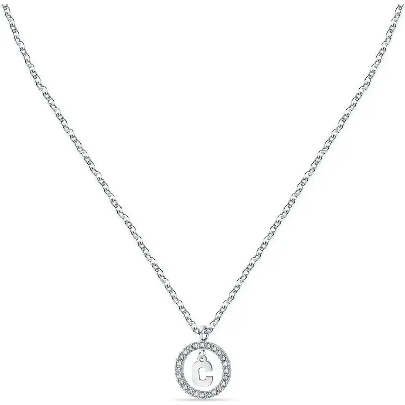 La Petite Story Letter C Steel Necklace With Clear Crystal LPS10ASF11 For Women