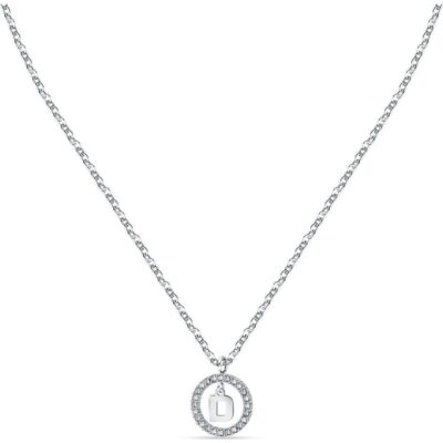 La Petite Story Letter D Steel Necklace With Clear Crystal LPS10ASF12 For Women