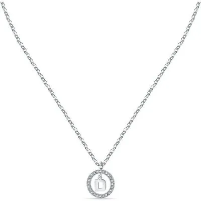 La Petite Story Letter D Steel Necklace With Clear Crystal LPS10ASF12 For Women