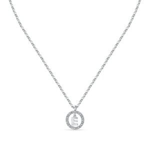 La Petite Story Letter E Steel Necklace With Clear Crystal LPS10ASF13 For Women