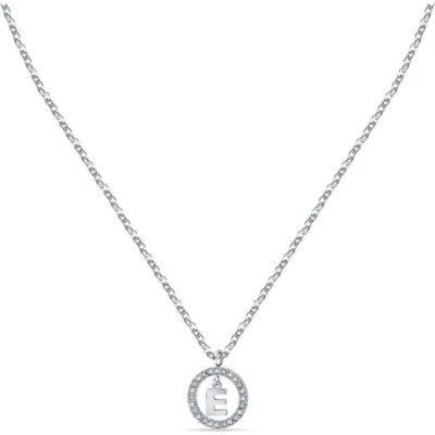 La Petite Story Letter E Steel Necklace With Clear Crystal LPS10ASF13 For Women