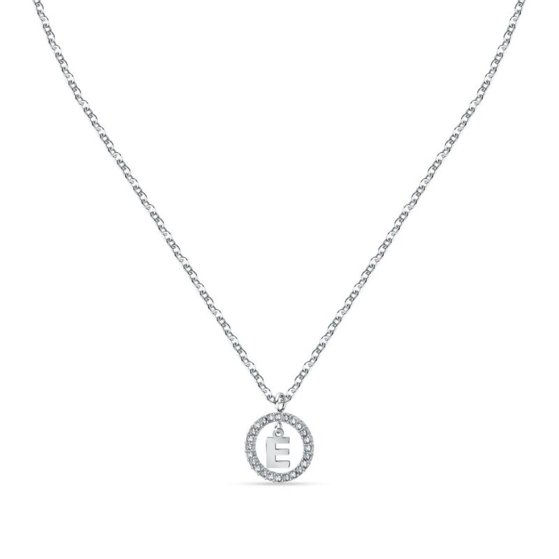 La Petite Story Letter E Steel Necklace With Clear Crystal LPS10ASF13 For Women