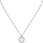 La Petite Story Letter F Steel Necklace With Clear Crystal LPS10ASF14 For Women