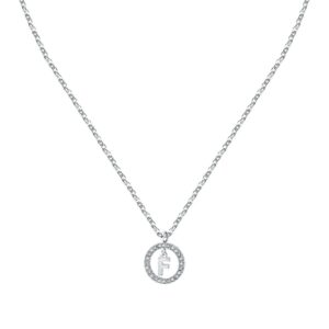 La Petite Story Letter F Steel Necklace With Clear Crystal LPS10ASF14 For Women
