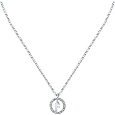 La Petite Story Letter F Steel Necklace With Clear Crystal LPS10ASF14 For Women