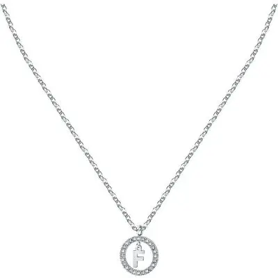 La Petite Story Letter F Steel Necklace With Clear Crystal LPS10ASF14 For Women