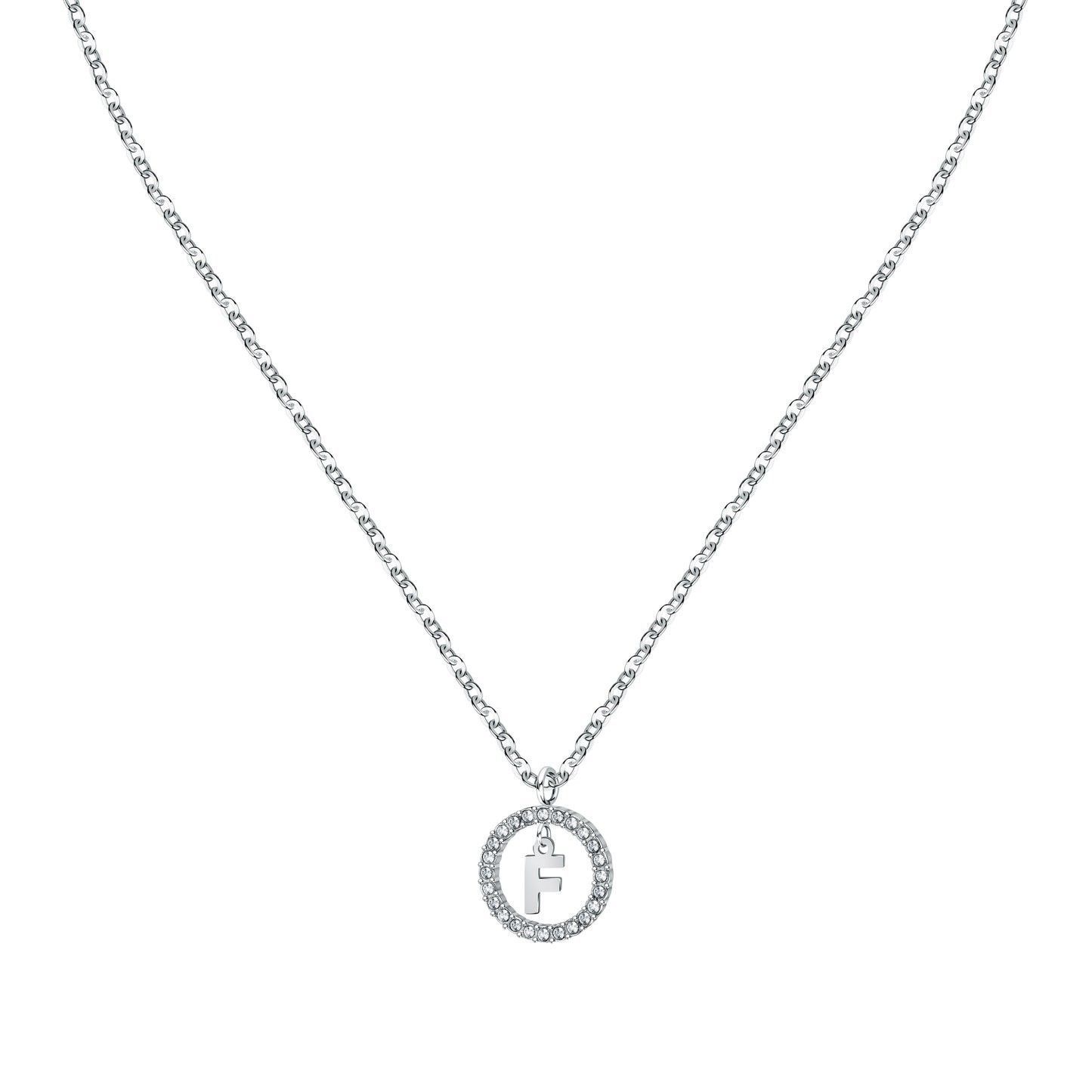 La Petite Story Letter F Steel Necklace With Clear Crystal LPS10ASF14 For Women