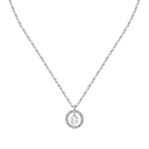 La Petite Story Letter G Steel Necklace With Clear Crystal LPS10ASF15 For Women