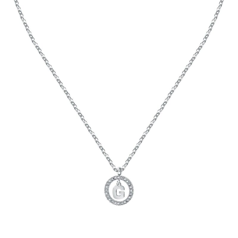 La Petite Story Letter G Steel Necklace With Clear Crystal LPS10ASF15 For Women