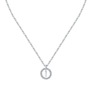 La Petite Story Letter I Steel Necklace With Clear Crystal LPS10ASF16 For Women