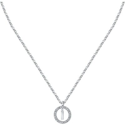 La Petite Story Letter I Steel Necklace With Clear Crystal LPS10ASF16 For Women